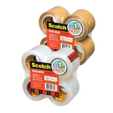 스카치 포장용 테이프 리필 132R 48mm x 20m 4p, 투명, 3개