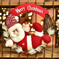 Hyades 크리스마스 장식 화환 리스 귀여운 산타클로스 눈사람, D타입, 1개