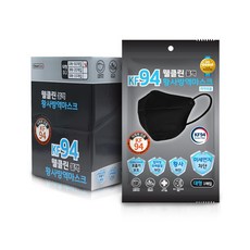 웰클린 황사 방역 마스크 블랙 대형 KF94, 1개입, 50개 50개입, 1개