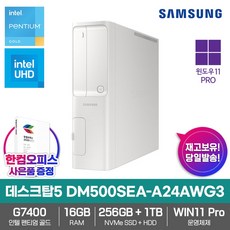 삼성 2022 데스크탑5 DM500SEA-A24AWG3 컴퓨터 WIN11 Pro 1280GB 16GB 듀얼코어 G7400 UHD710, A24AWG3, 화이트