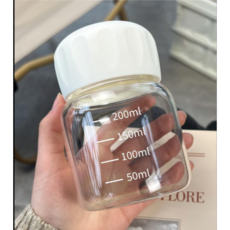 참조은 유리물병 작은 용 미니 투명 보틀 음료 눈금표시 300ml, 화이트, 1개