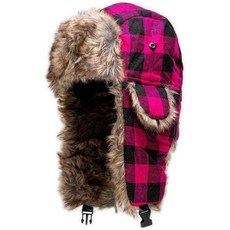 SA Company 겨울 모자남성 및 여성 | Ushanka 러시아 모자 귀 덮개가 있는 인조 모피, One Size, Lumberjack Pink - 남성모피모자