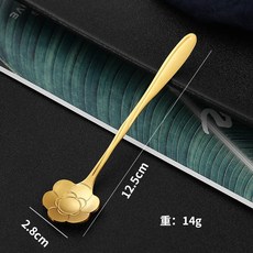 골드 체리 장미 꽃 커피 스푼 스테인레스 스틸 국자 주방 디저트 티 스푼 식기 장식 1 개, 01 8, 1개