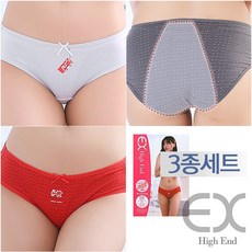 이엑스이너 면스판 미디 삼각 위생팬티 3종세트 EWP317