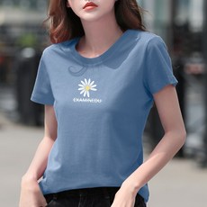 과수를심다학원 레터링 반팔티 데이지 티셔츠 진홍 색깔 유행 CEC 순면 코튼 트렌드 플라워 여름 와이드 루즈핏