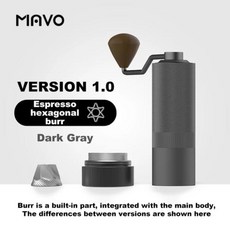 MAVO 수동 커피 연마기 휴대용 푸어 오버 및 에스프레소 연마기 핸드 그라인딩 커피 밀 커피 머신 커피 그라인더, 1개, 없음, 3) 1.0 GRAY ESPRESSO