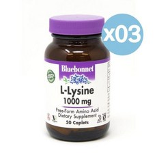 Bluebonnet 블루보넷 엘 라이신 1000mg 50캡슐 3팩 L-Lysine 1000 mg, 3개