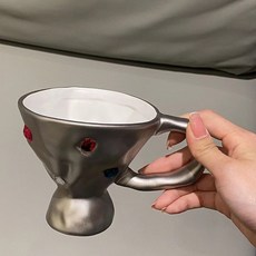 머크컵 커피잔 인스타 보석잔 실버 블랙커피잔, MXM 실버 보석 커피 컵, 약 200ml, 1개