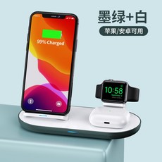 애플 삼성 아이폰 무선 충전기 패드 스마트폰 멀티 차량용 11 무선충전기 12기 아이폰 p30 프로필 X 무한 8플러스 범용 8p 팔레트 적용 샤오미맥스, 다크나이트 그린+화이트 [10W 파워풀 플레이