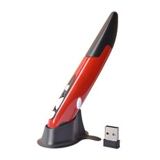 2.4G 펜 마우스 무선 USB 광학, 빨간색 + 배터리, 공식 표준