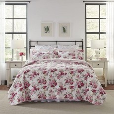  aromaroom 로라 애슐리 침대 커버 세트 (싱글 173cmx224cm 베이지 플라, シングル_ピンクローズ 
