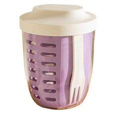 엠토이 휴대용 과일 컵 도시락 포크 포함 650ml, 퍼플, 1개