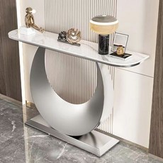 복도콘솔 폭좁은테이블 미니 현관 콘솔 철제 장식장, 기둥 은색+흰색, 150x30x80cm