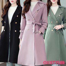 온스타일러 픽미 리본 롱 더블코트 빅사이즈 여성 코트 가을 겨울 여성코트 트렌치코트 트렌치자켓 빅사이즈여성