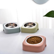 산뜻하고 세련된 파스텔 색상 고양이 강아지 물그릇 밥그릇 식기, 핑크