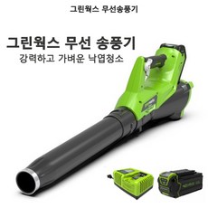 그린웍스 40V 충전 액시얼 브로워 전기 충전 송풍기 낙엽 제설 브러시리스 단품 세트, 5ah 1팩세트 <5ah배터리1개/급속충전기1개 포함>, 1개