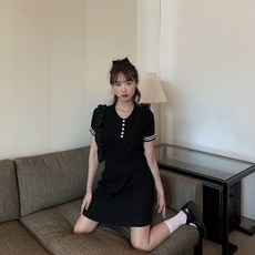 POLO 니트 상의 하이웨스트 밴딩 룩