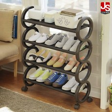 JS리빙 좁은 현관 이동식 신발장 정리대 5단 아파트 인테리어 신발 정리 선반 틈새 간이 슈즈렉 거실 다용도 수납 다이 원룸 진열대 #바퀴달린 <MD: JSLiving0514-8>