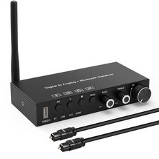 192kHz 디지털아날로그 변환기 블루투스 5.0 수신기 DAC16300 ω 헤드폰 앰프 포함 TV 전화 태블릿용 볼륨 제어 기능이 있는 광학동축RCA 3.5mm 오디오 출력일, bluetooth