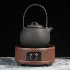 주철 무쇠 주전자 스토브 세트 골동품 럭셔리 고급 선물 일식 차 다도, 냄비+백단 전기 세라믹 스토브, 1개