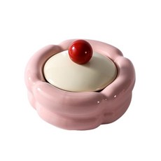 Makone가정용 귀여운 재떨이 뚜껑, 코튼 캔디 재떨이-파우더 바디 우유 화이트 커버 + 레, 1개