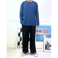 딥스토어 데일리 빅사이즈 라운드 오버핏 20수 면 코튼 티셔츠 트임 (15컬러)