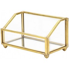 Hipiwe Glass 명함 홀더 스탠드 Gold Metal Frame Name Card Display Organizer Office Desktop Cards Storage Holder 80-1, 단일옵션
