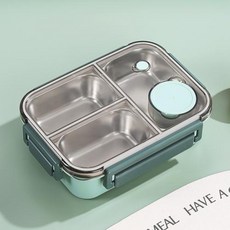 보온 도시락 가방 통 휴대용 수프 스테인레스 가열 용기, 850ml, Green-3Grids