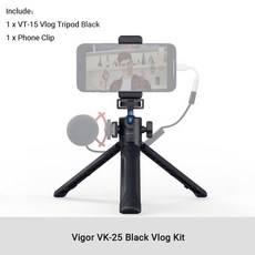 SmallRig Vigor Black Vlog 키트 여러 시나리오를 위한 삼각대 그립이 있는 소형 및 신축성 셀카봉 모드 3827, 하나, 한개옵션1