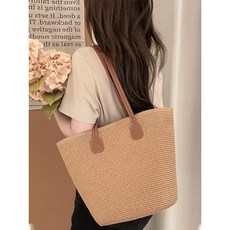 PawJoy 라탄가방 라탄 백 데일리 대용량 여성 여름토트백 왕골 가방 여행용 유행하는 라탄 가방 라탄백 라탄 가방