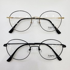 동그리안경 TOPS 2204 52 블랙골드/블랙 동글이메탈 안경테