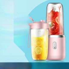 휴대용블렌더 미니믹서기스무디메이커 휴대용500ml USB충전휴대용블렌더 닌자휴대용 휴대용과일주스믹서기 텀블러믹서기 핸드블렌더주서기, 블루 이중 컵 + 컵 뚜껑