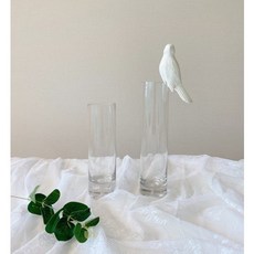 원통 유리 화병 꽃병 심플 긴 인테리어 조화 해바라기 투명 글라스 얇은 일자 예쁜 꽃 병