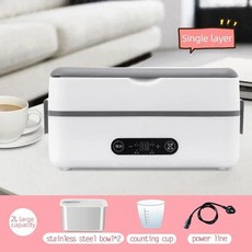 전기도시락 보온 가열 다기능 가열 요리 304 스테인레스 스틸 내부 탱크 자동 상자 4L, 1개, 6) single layer - EU