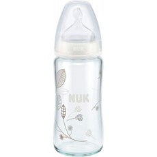 NUK 프리미엄 초이스 젖병 (유리) 240ml 실리콘 / 화이트 리프