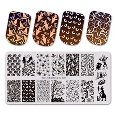 BeautyBigBang 네일 스탬프 플레이트 갤럭시 별 하늘 우주 우주 비행사 이미지 스테인레스 스틸 네일 아트 스텐실 템플릿 6*12cm, 27_49