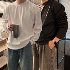 유인맨즈 / 1+1 남자 두꺼운 레이어드 10수 긴팔 안비치는 흰 티
