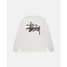 스투시 백화점 정품 기모 오버핏 빅사이즈 남여공용 베이직 피그먼트 다이드 롱슬리브 긴팔 티셔츠 내츄럴