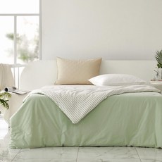 모던하우스 퓨어코튼 60수 리버시블 얇은 차렵이불 싱글 민트+베이지 스트라이프 CV0224056