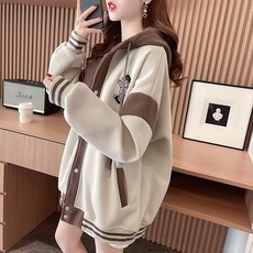 ANYOU 데일리 후드티 맨투맨 오버핏 곰 프린트