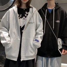 남여공용 후드티셔츠 집업 기모안감 커플룩 면기모 모자점퍼