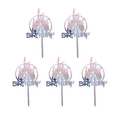 5pcs/set Castle Acrylic Cake Toppers 장식 크리스마스 휴가 파티, 1