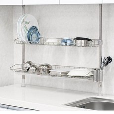 원터치형 기둥식 2단 식기건조대 800mm 싱크선반 dlt*97874PO, 1개