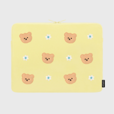 어프어프(earpearp) Dot flower bear-yellow-15inch notebook pouch(15인치 노트북파우치)