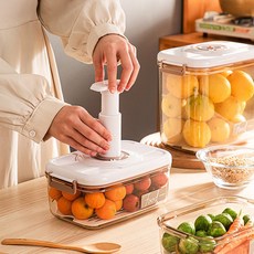 진공밀폐가능 신선보관함 냉장고용 배수수납함 플라스틱 투명밀폐탱크 냉장박스 대용량, 1개
