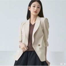 [지센] 여성 린넨 배색스티치 더블버튼자켓(색상2종)