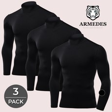 아르메데스 남성용 히트기모 발열내의 터틀넥 상의 3PACK AR-25