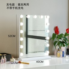 강남 메이크업샵 조명 거울 연애인 화장 웨딩 메이크업 대형 거울 LED 미러 화장대 인테리어, 세로형 화이트 40.52+무극조광(충전형)