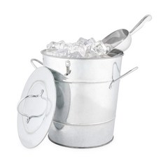 얼음 양동이 파티용 스쿠퍼가 트윈 단열 아이스 버킷 금속 쿨러 욕조 1갤런 보관, Galvanized Steel Ice Bucket, 1개