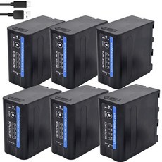 USB 출력 10000mAh NP F970 NP-F980 배터리 (LED 전원 표시기 포함) 소니 F550 MC1500C 190P, 06 6Pcs Battery